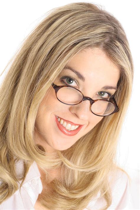 pretty blonde with glasses headshot angle stock image image of inspiration girl 3980339