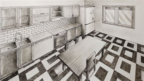 Draw Kitchen In Two Point Perspective Kitchen Edit Time Lapse Youtube
