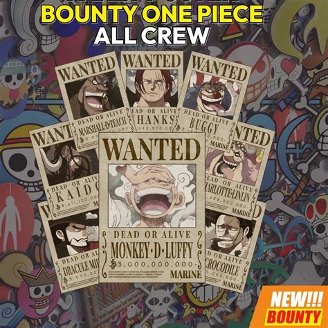 Jual Poster Bounty One Piece Terbaru Poster Wanted Paket Komplit Shp Ukuran A Slw Ja