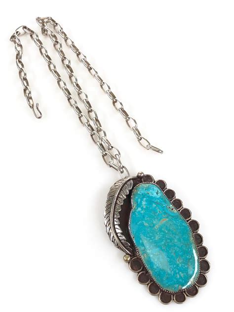 Lot Native American Sterling Turquoise Pendant Necklace