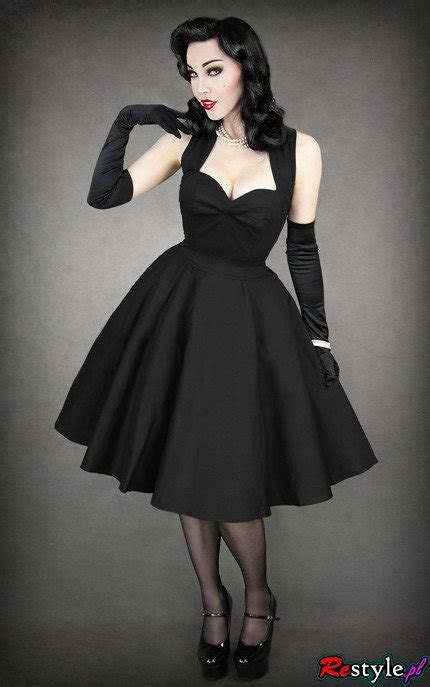 Pin Up 50 Black Dress Heart Neckline Elegant Retro