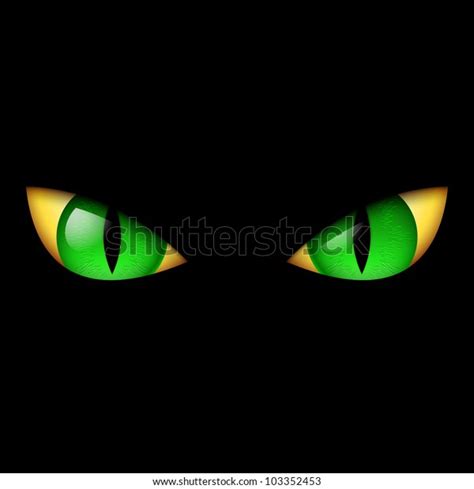 Evil Green Eye Illustration On Black Stock Vector Royalty