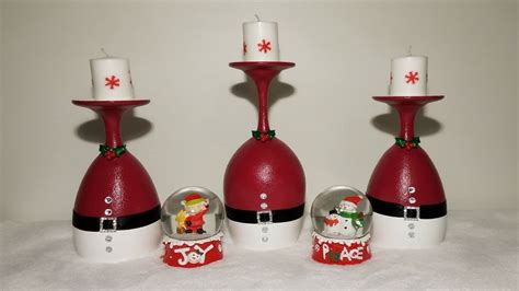 Diy Wine Glass Candle Holders Christmas Centerpiece Xmas Decor Youtube