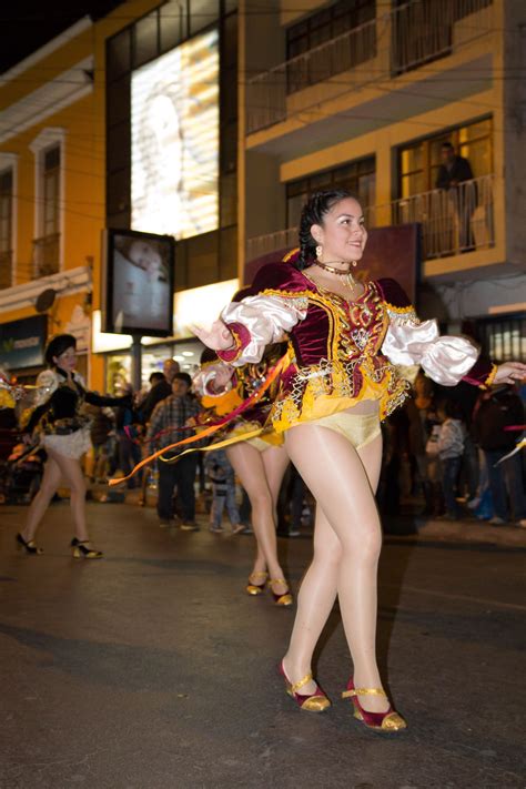 Oh Wow Very Beautiful Caporales Dancer Swirls Her Skirt Around During