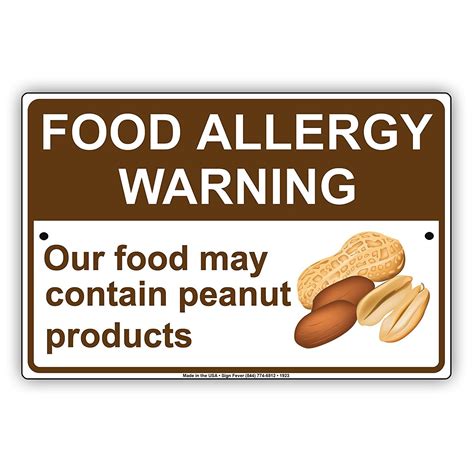 Food Allergy Warning Our Food May Contain Peanut Products Attention