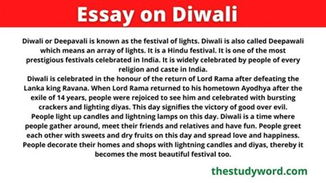 Essay On Diwali In English For Students 2023 The Studyword