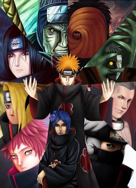 membros da akatsuki em uma imagem personagens de anime naruto shippuden sasuke naruto mangá