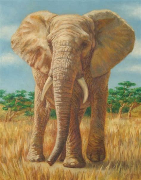 Original One Elephant Painting Original One Elephant Paintings For Sale
