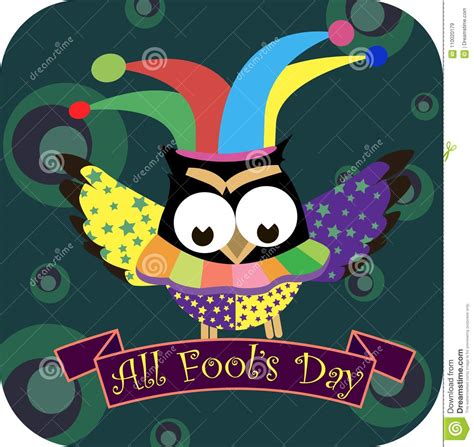 Concept On The World Day Of Laughter April 1 Clown Owl Stock Vector