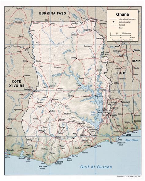 Large Political And Administrative Map Of Ghana With Relief Roads Vrogue