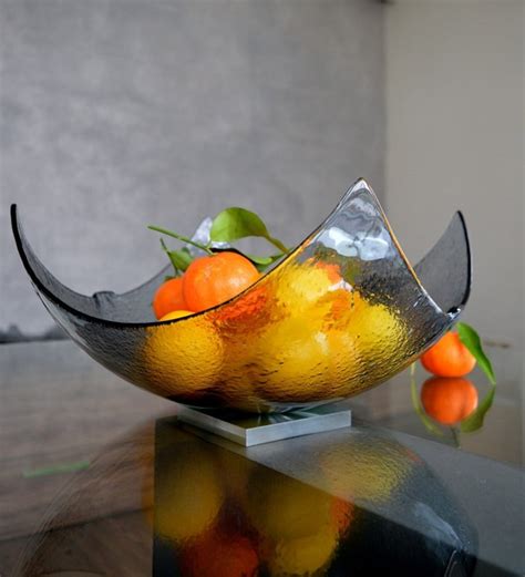 Modern Minimalist Fused Glass Fruit Bowl Centerpiece Salad Etsy