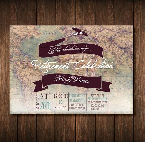 Travel Theme Retirement Party Invitation Custom Digital Copy