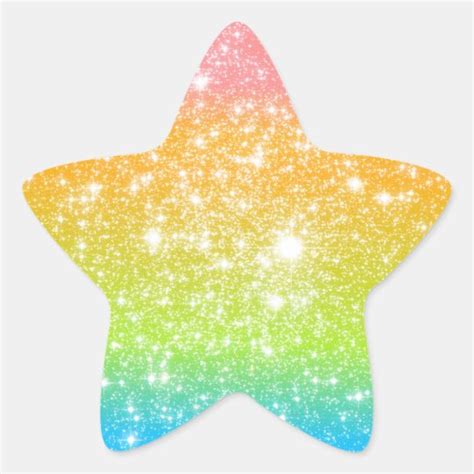 Pastel Rainbow Astral Glitter Star Sticker Zazzle Com
