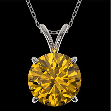 2 03 ctw certified intense yellow diamond necklace 10k white gold ref 392r8k