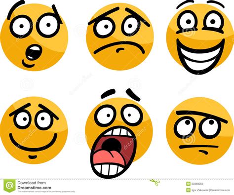 Emoticon Or Emotions Set Cartoon Illustration Stock Vector