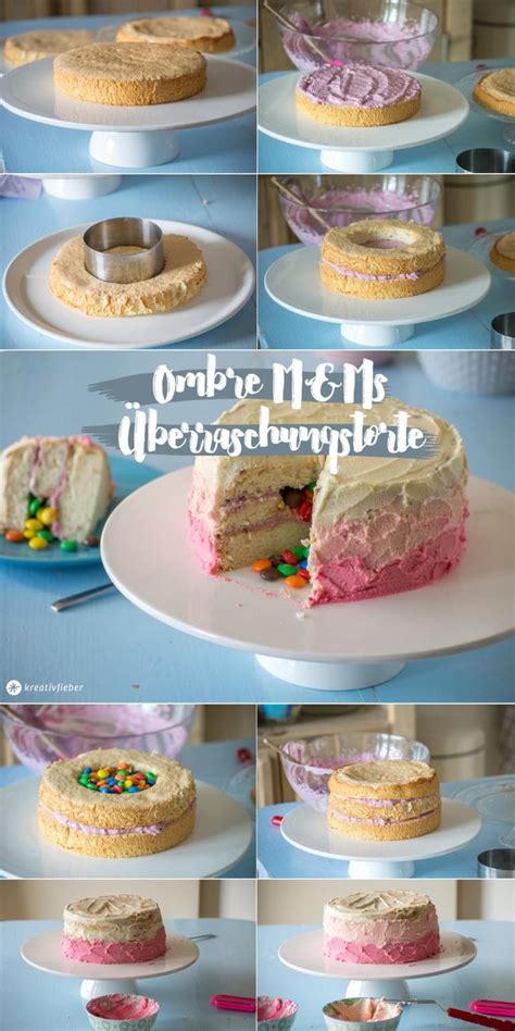 Pour sweetened condensed milk evenly over crumb mixture. Ombre Torte mit M&M Überraschung - kreativfieber | Torten ...