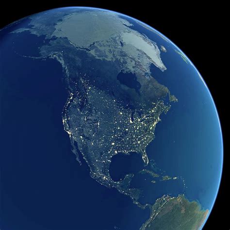 North America At Night Photograph By Planetary Visions Ltdscience