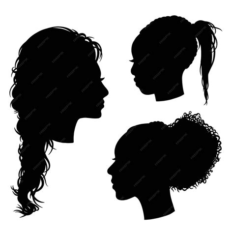 Premium Vector Female Ponytail And Afro Hairstyle Set Silhouettes