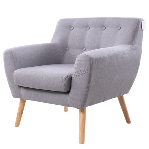 Elliot grey black single sofa; FoxHunter Linen Fabric 1 Single Seat Sofa Tub Armchair ...