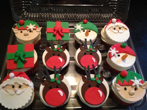 Christmas Fondant Cupcake Toppers 6 Christmas Cupcake Toppers
