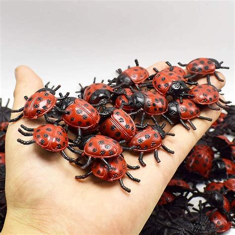 25 Pieces Mini Ladybug Figurine Realistic Fake Ladybug Garden