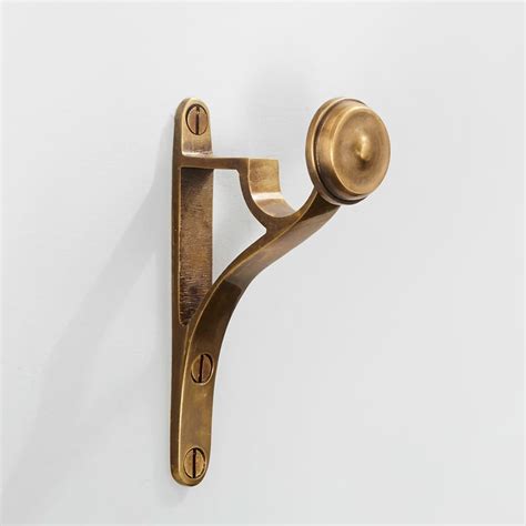 Curtain Pole End Bracket For 25mm Pole Antique Satin Brass Broughtons