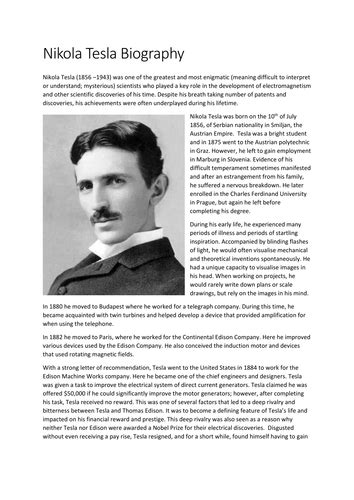 He is best known for his revolutionary work in and numerous contributions to the discipline of electricity and magnetism. Nikola Tesla Word Search by sfy773 - UK Teaching Resources ...