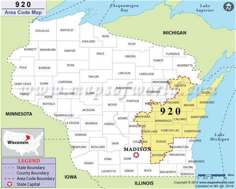 920 Area Code Map Where Is 920 Area Code In Wisconsin