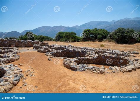 Ancient Archaeological Site In Crete With Stone Ruins Stock Photo