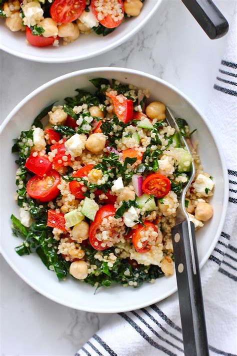 Quinoa Salad With Kale And Chickpeas Green Valley Kitchen