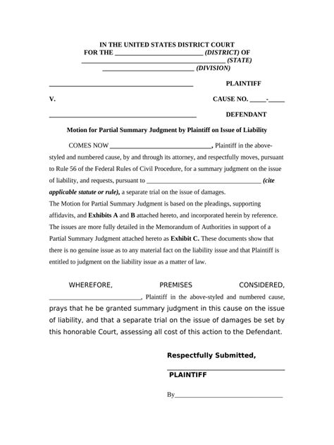 Motion Summary Judgment Fill Out And Sign Online Dochub