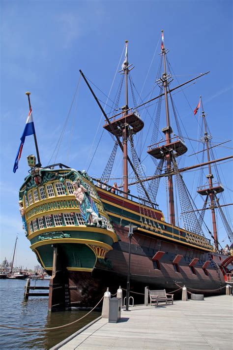 Dutch Sailing Cargo Galleon Ship Of 17th Century Editorial