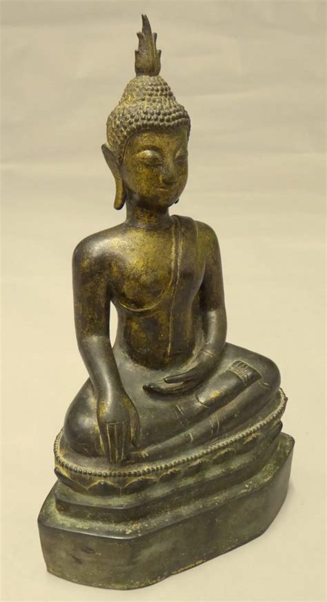 18thc Bronze Northern Thailaos Seated Buddha Sculpture T60 Antique