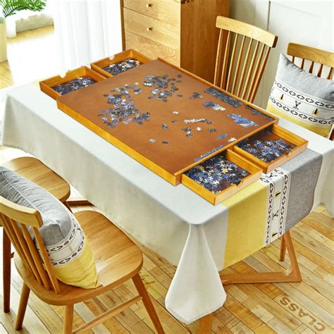 1500 Pcs Wooden Jigsaw Puzzle Table With 4 Drawers Costway