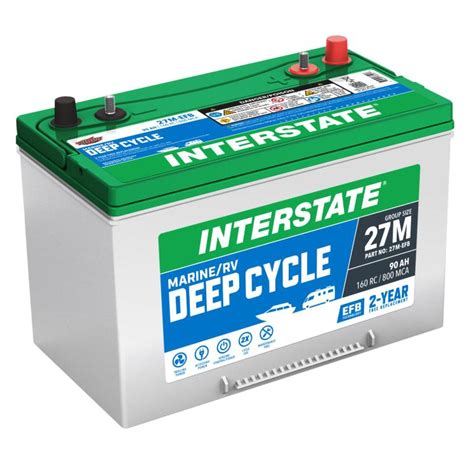 Interstate Batteries Marinerv Deep Cycle Battery Grp 27 24 Mo 675 Cca