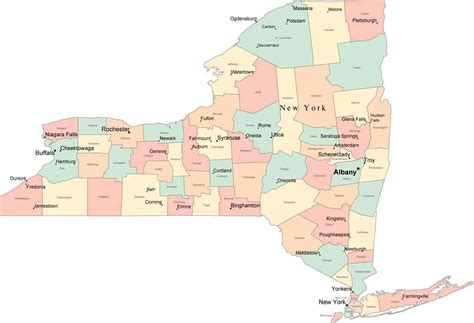 Planning a visit to new york state? Multi Color New York State Map with Counties, Capitals ...