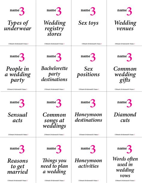 Printable Bachelorette Game Name 3 Ultimate Bridesmaid
