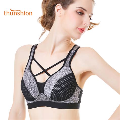 Thunshion Sexy Cross Strappy Backless Sports Bra Fitness Womens Tube Top Yoga Mesh Crop