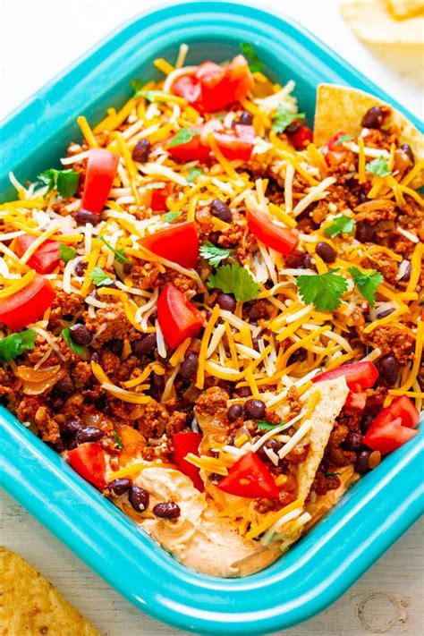 Layered Beef Taco Dip A Fast And Easy Layered Dip With Taco Seasoned