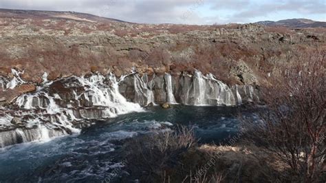 Hraunfossar Lava Falls Iceland Stock Video Clip K0094683