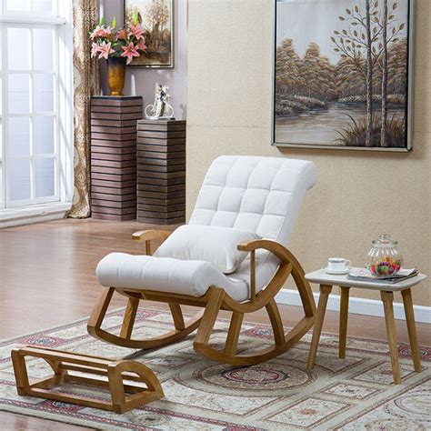 Wood Rocking Chair Glider Rocker And Ottoman Set Living