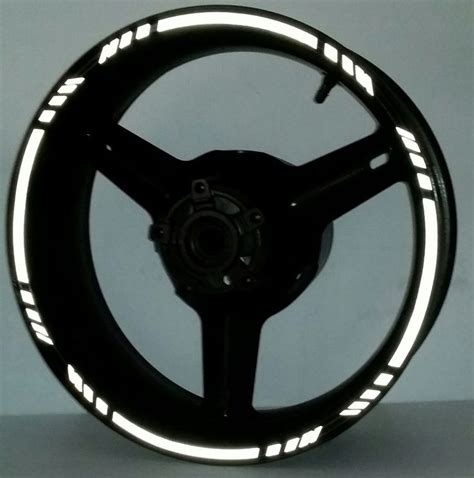 White Reflective Motorcycle Rim Stripes Wheel Decals Tape Stickers Car