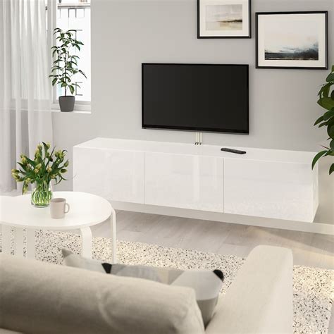 BestÅ Tv Unit With Doors Whiteselsviken High Glosswhite 7078x161