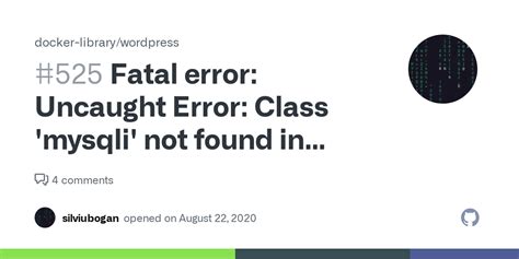 Fatal Error Uncaught Error Class Mysqli Not Found In Standard Input