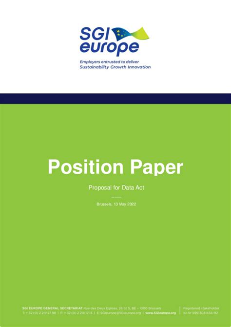 Sgi Europe Position Paper On The Data Act