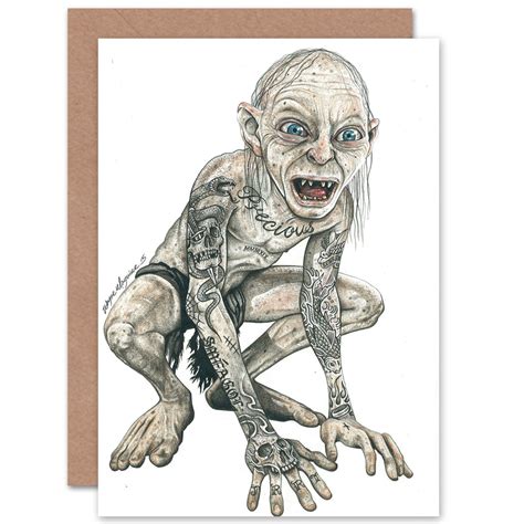 Gollum Card Lord Of The Rings Tattoo Inked Ikon Art Wayne Etsy Framed Art Prints Fine Art