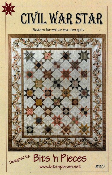 Quilt Pattern Civil War Star Pieced Star Quilt Applique Vine Border