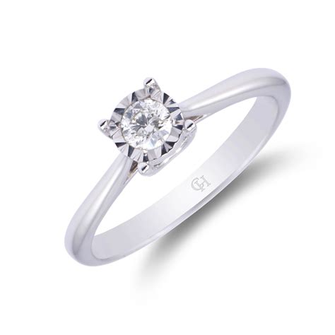 9ct White Gold Diamond Solitaire Ring