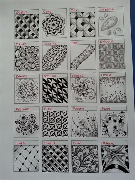 • choose a different tangle from your practice sheet. List of Official Zentangle Patterns with Step-Outs & Youtube Tutorials | Zentangle patterns ...