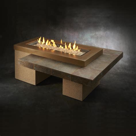 The Outdoor Greatroom Company Uptown 64 Inch Linear Natural Gas Fire Pit Table With 42 Inch